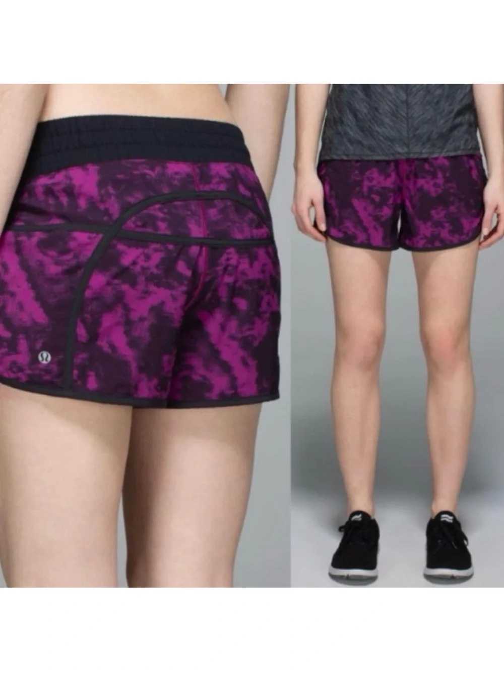 Lululemon Tracker Short III 4-way Stretch In Plum Black/Black Size 12